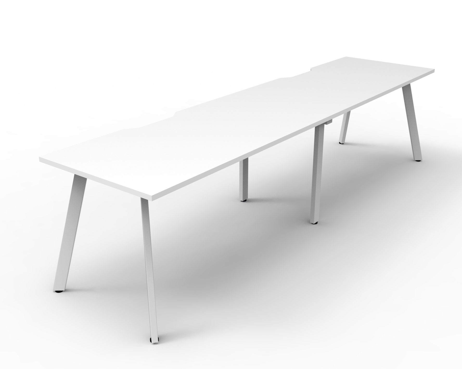 Rapidline Eternity single sided bench workstation in Natural White and White Satin. Supplied product image for model D-ELS2P1275 NW/WS.