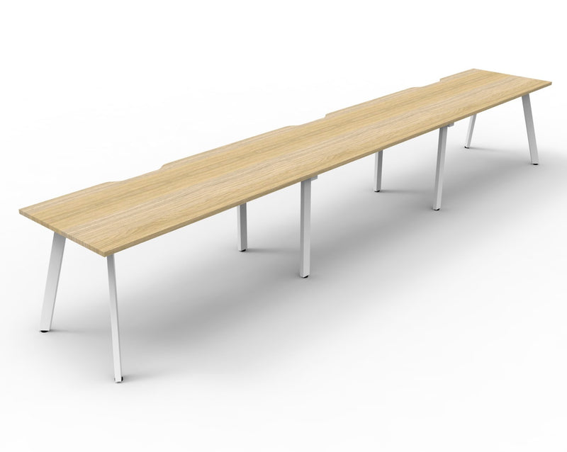 Rapidline Eternity single sided bench workstation in Natural Oak and White Satin. Supplied product image for model D-ELS3P1575 NO/WS.