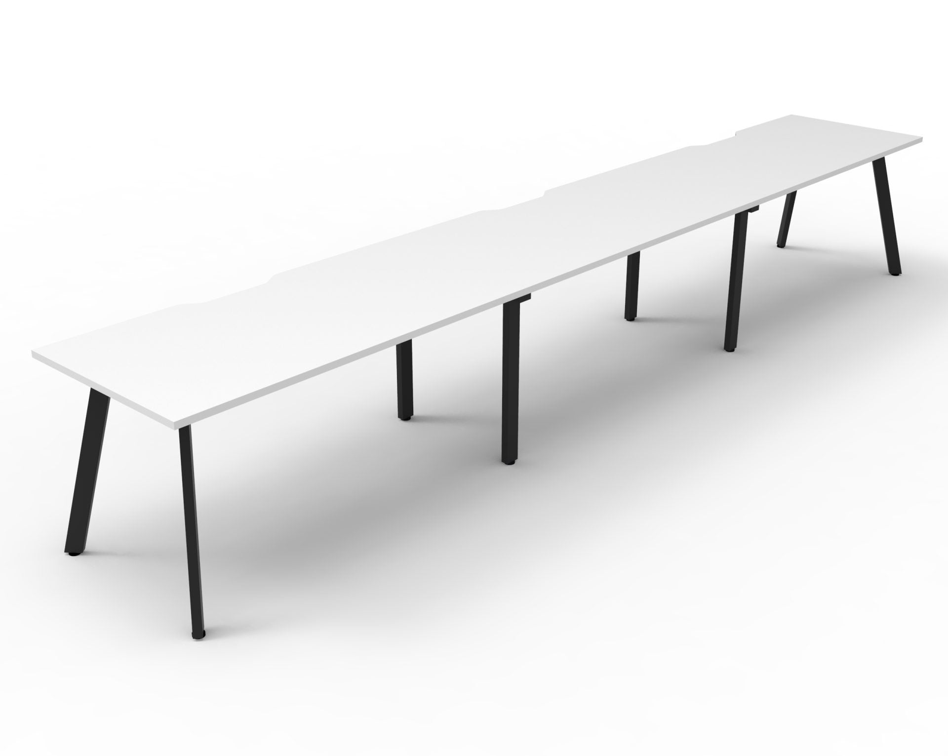 Rapidline Eternity single sided bench workstation in Natural White and Black Satin. Supplied product image for model D-ELS3P1575 NW/BL.