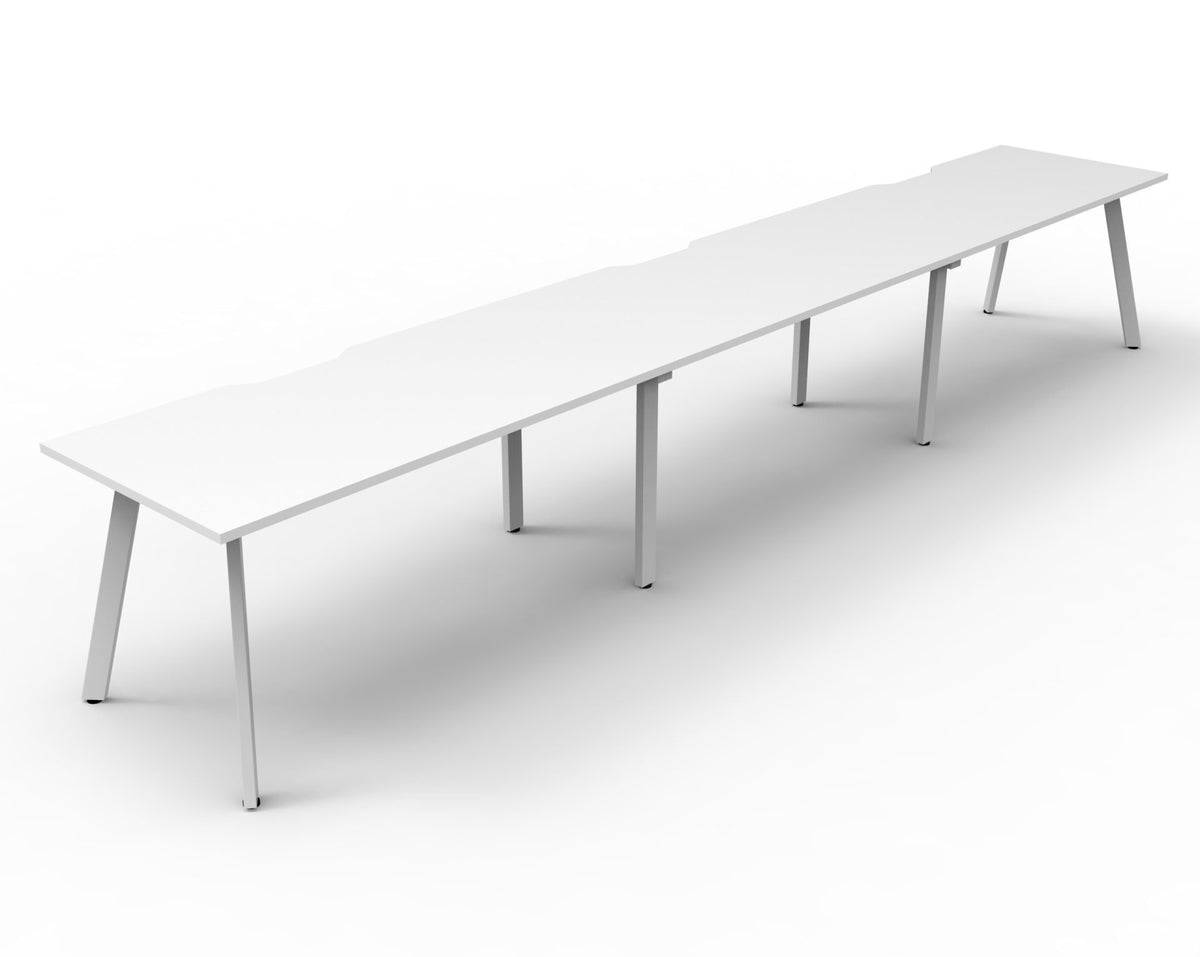 Rapidline Eternity single sided bench workstation in Natural White and White Satin. Supplied product image for model D-ELS3P1275 NW/WS.