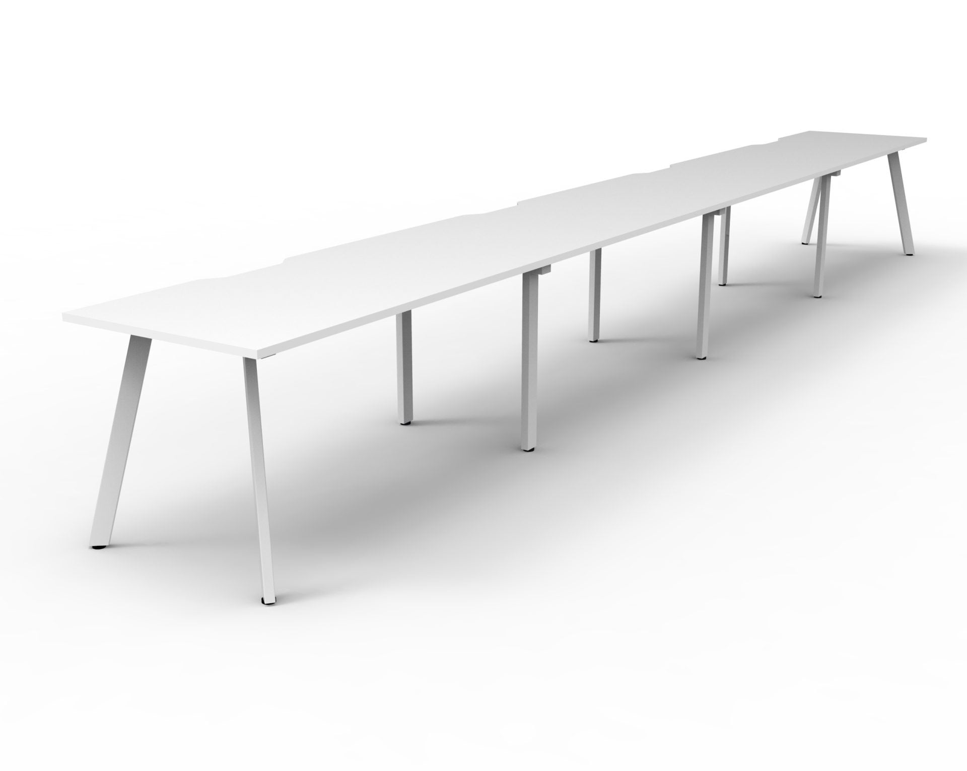 Rapidline Eternity single sided bench workstation in Natural White and White Satin. Supplied product image for model D-ELS4P1875 NW/WS.