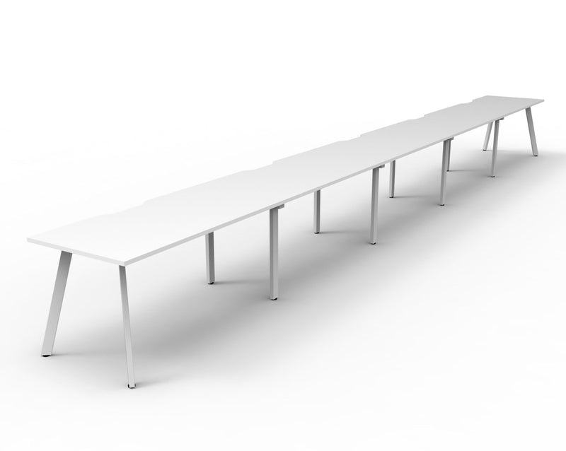 Rapidline Eternity single sided bench workstation in Natural White and White Satin. Supplied product image for model D-ELS5P1875 NW/WS.