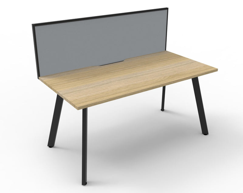 Rapidline Eternity single sided workstation in Natural Oak and Black Satin. Supplied product image for model D-ELSWS1P1275 NO/BL.