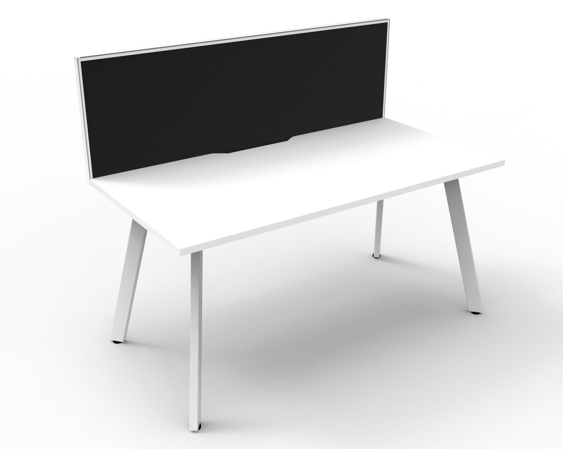 Rapidline Eternity single sided workstation in Natural White and White Satin. Supplied product image for model D-ELSWS1P1275 NW/WS.