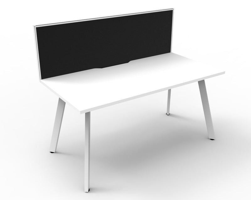 Rapidline Eternity single sided workstation in Natural White and White Satin. Supplied product image for model D-ELSWS1P1575 NW/WS.