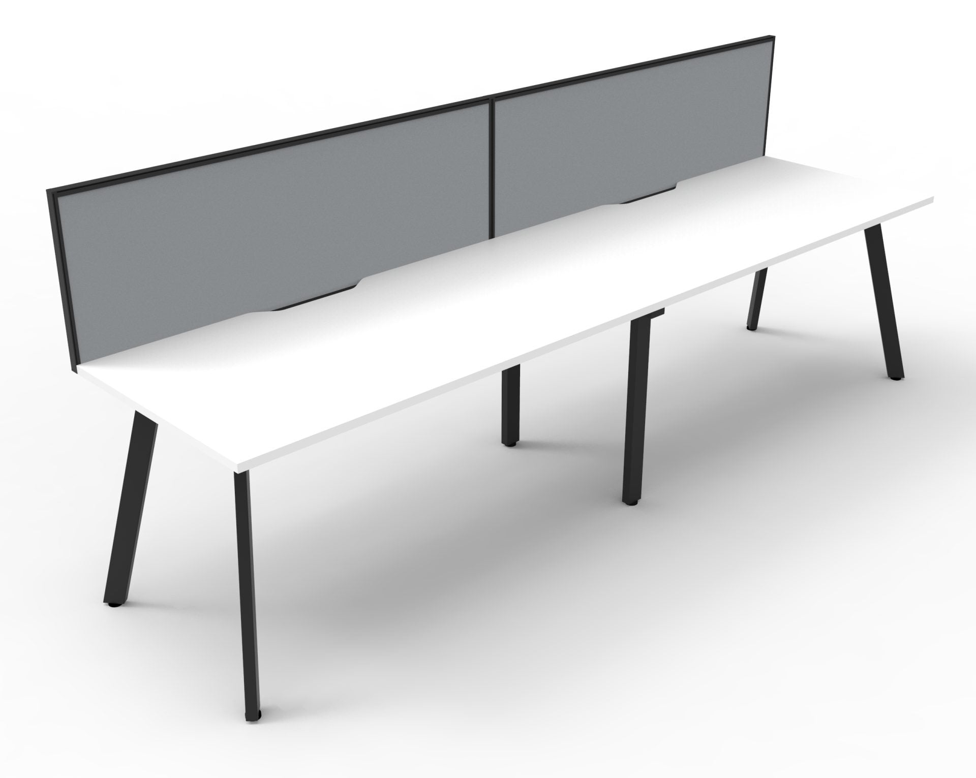 Rapidline Eternity single sided bench workstation in Natural White and Black Satin. Supplied product image for model D-ELSWS2P1275 NW/BL.