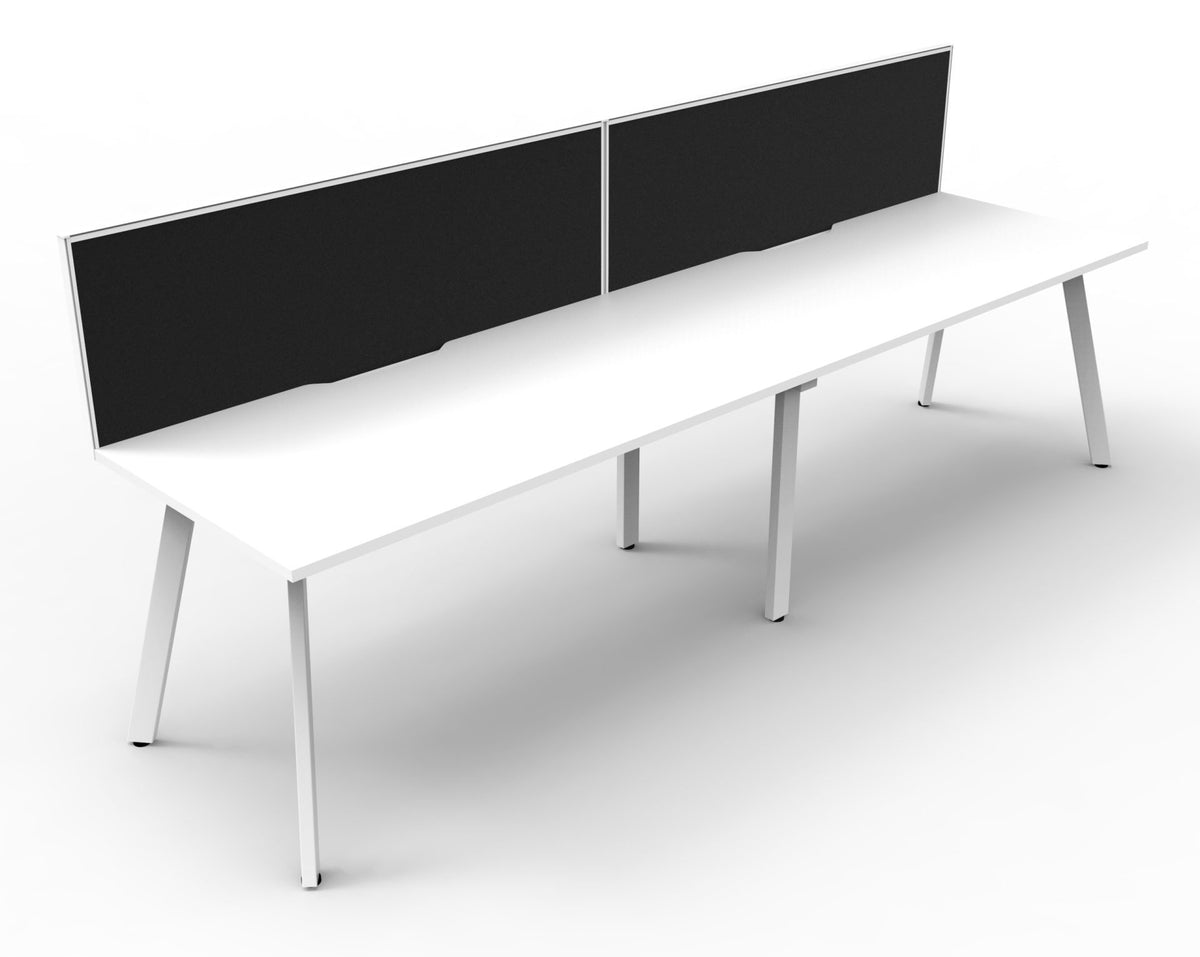 Rapidline Eternity single sided bench workstation in Natural White and White Satin. Supplied product image for model D-ELSWS2P1275 NW/WS.