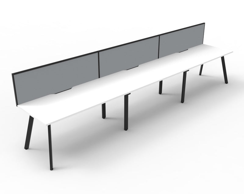 Rapidline Eternity single sided bench workstation in Natural White and Black Satin. Supplied product image for model D-ELSWS3P1275 NW/BL.