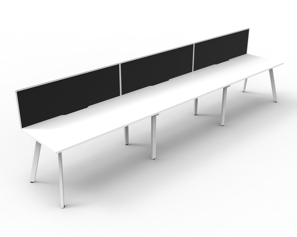 Rapidline Eternity single sided bench workstation in Natural White and White Satin. Supplied product image for model D-ELSWS3P1875 NW/WS.