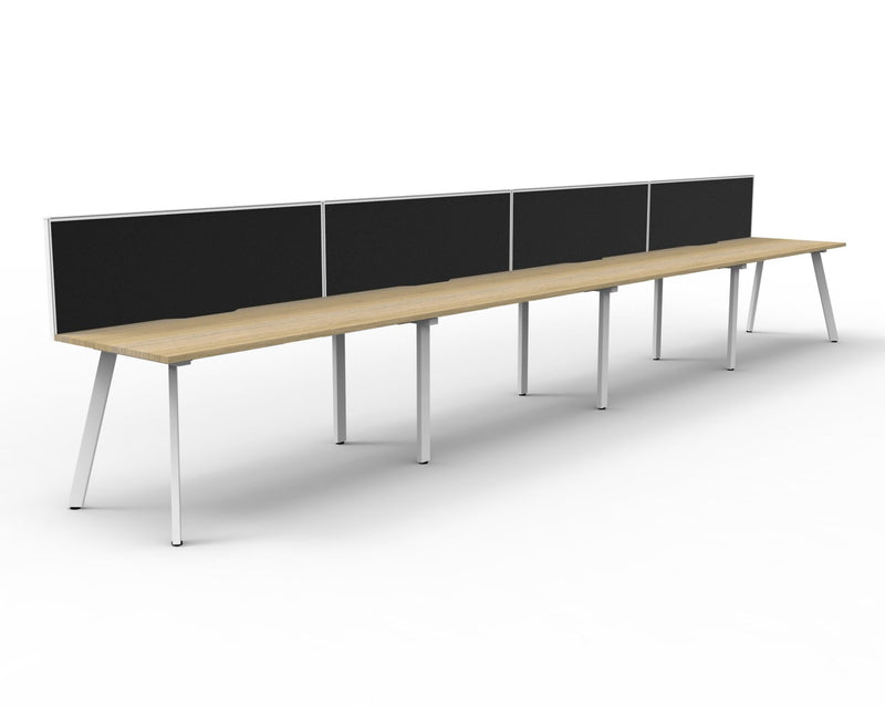 Rapidline Eternity single sided bench workstation in Natural Oak and White Satin. Supplied product image for model D-ELSWS4P1275 NO/WS.