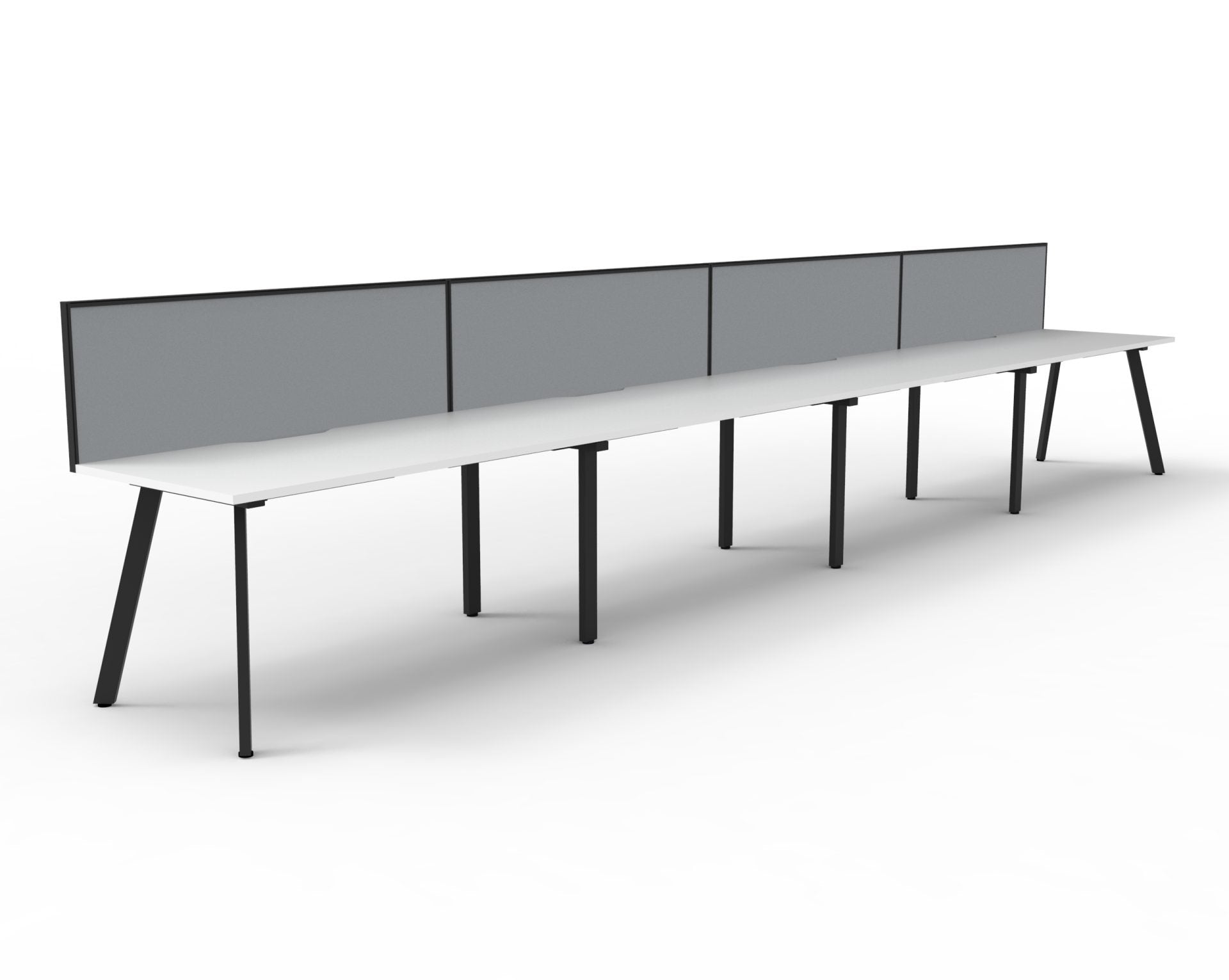 Rapidline Eternity single sided bench workstation in Natural White and Black Satin. Supplied product image for model D-ELSWS4P1875 NW/BL.