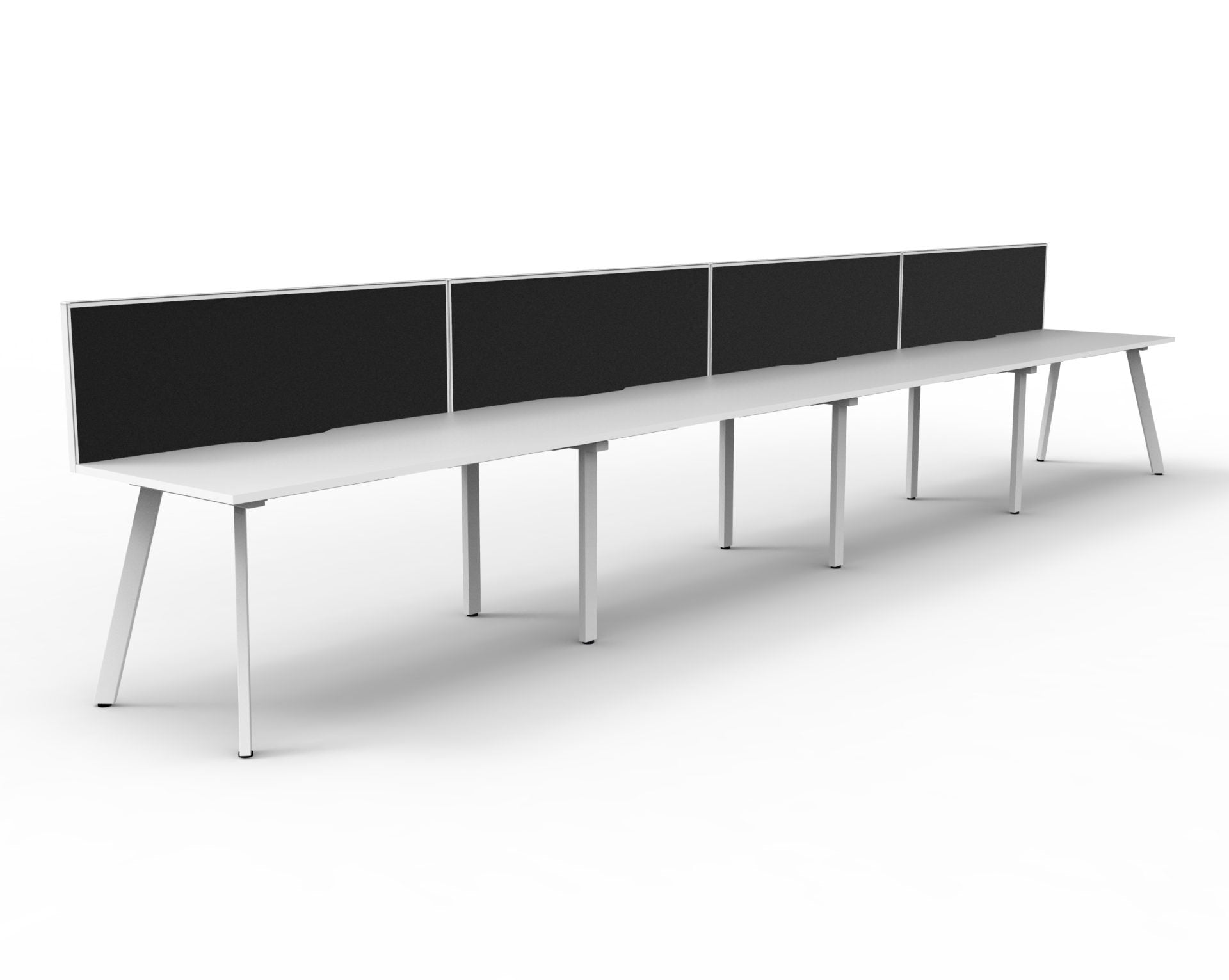 Rapidline Eternity single sided bench workstation in Natural White and White Satin. Supplied product image for model D-ELSWS4P1575 NW/WS.