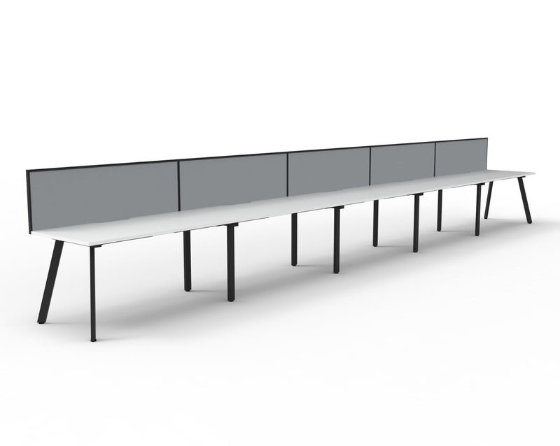 Rapidline Eternity single sided bench workstation in Natural White and Black Satin. Supplied product image for model D-ELSWS5P1875 NW/BL.