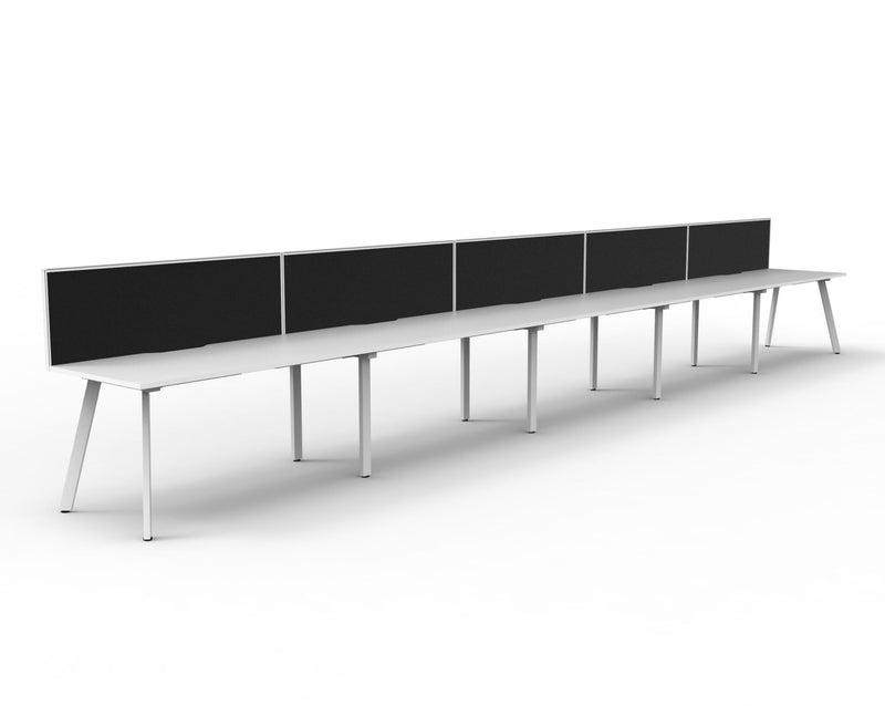Rapidline Eternity single sided bench workstation in Natural White and White Satin. Supplied product image for model D-ELSWS5P1275 NW/WS.