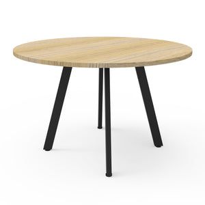 Rapidline Eternity round meeting table in Natural Oak and Black. Rapidline range image supplied for model D-ERT9 NO/BL. View 1.