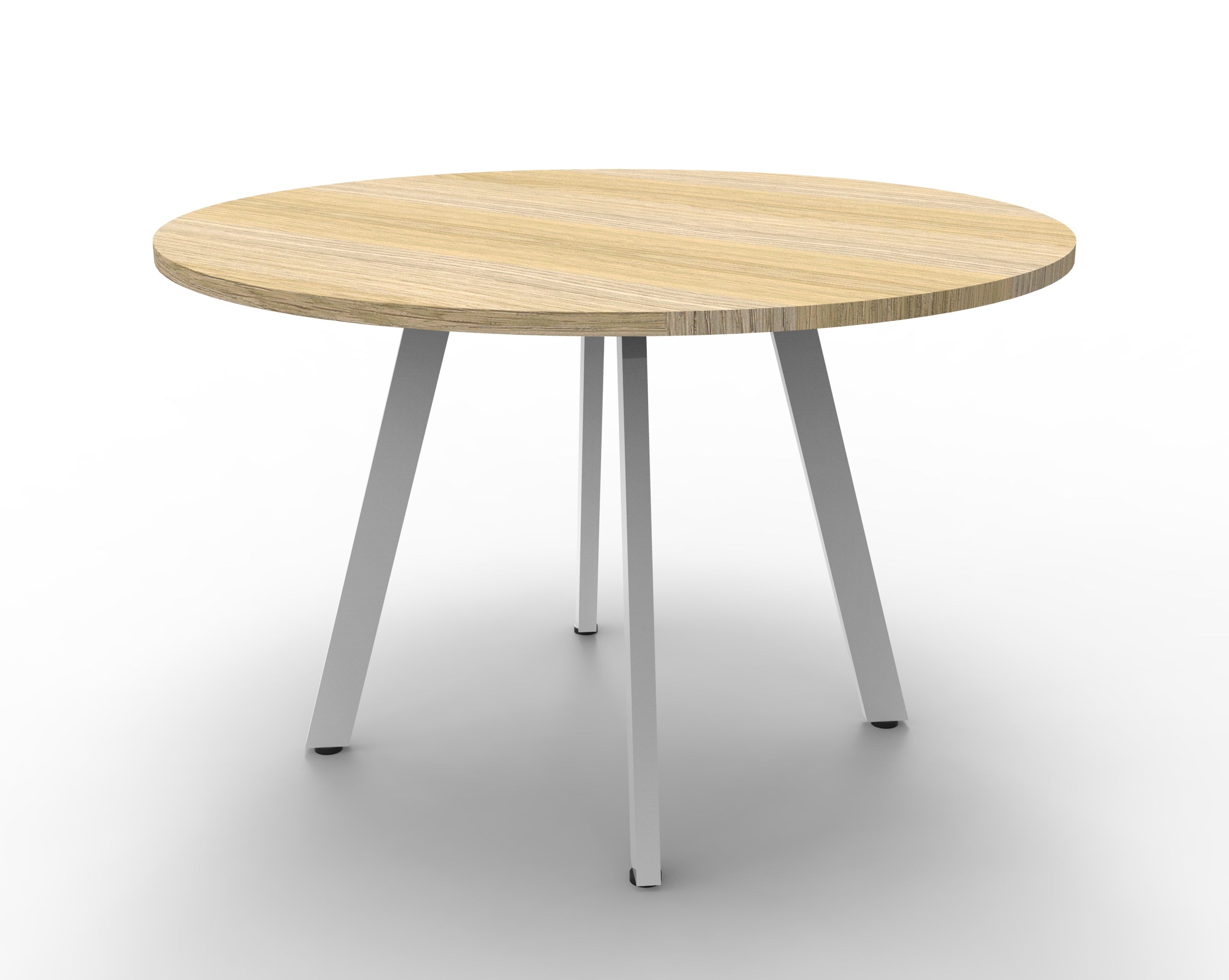 Rapidline Eternity round meeting table in Natural Oak and White. Supplied product image for model D-ERT12 NO/WS.
