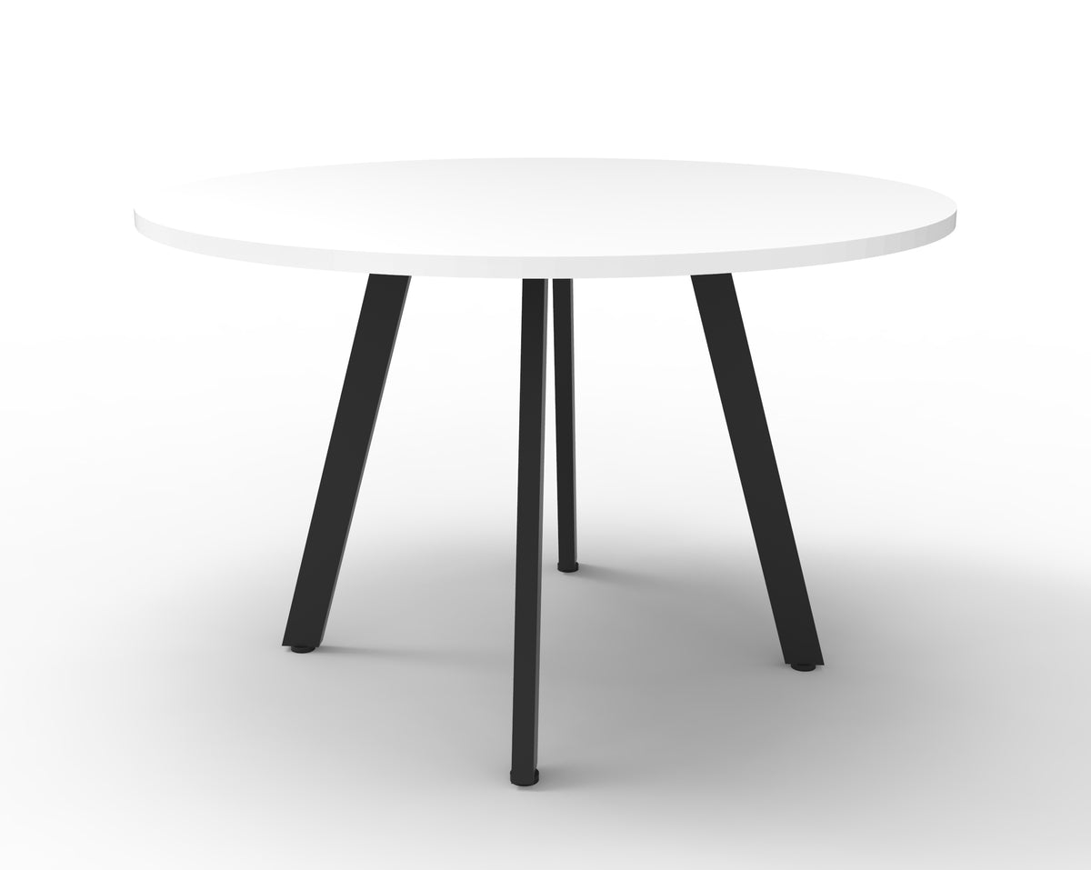 Rapidline Eternity round meeting table in Natural White and Black. Rapidline range image supplied for model D-ERT9 NW/BL. View 1.