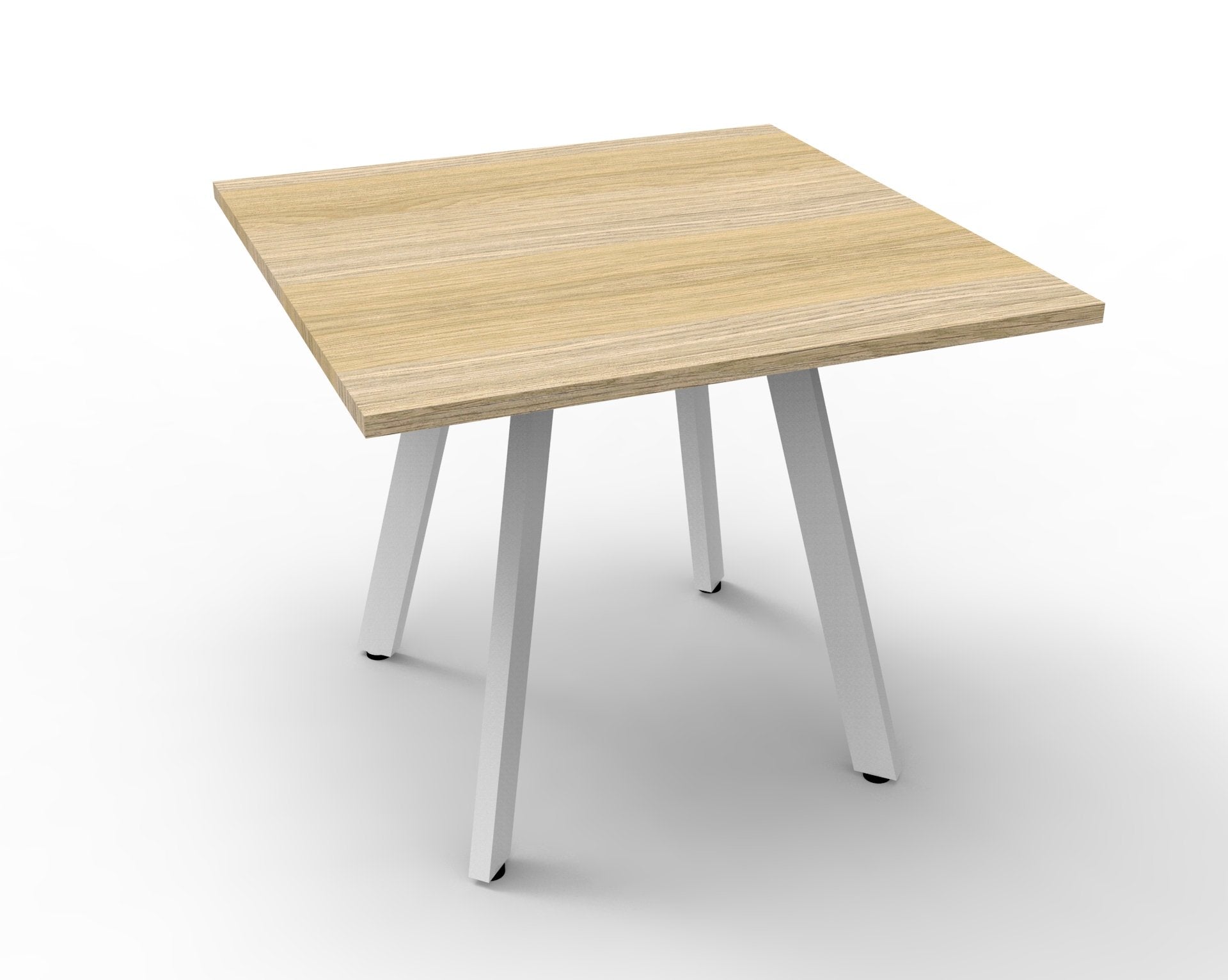 Rapidline Eternity square meeting table in Natural Oak and White Satin. Rapidline range image supplied for model D-ERT990 NO/WS. View 1.