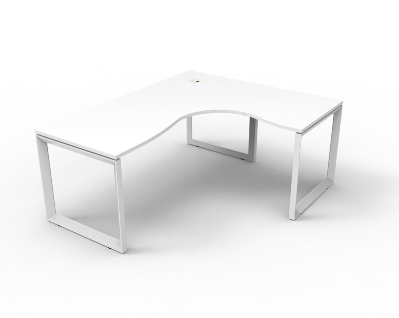 Rapidline Deluxe Infinity corner workstation in Natural White and White Satin. Supplied product image for model D-ILLCWS1P1815 NW/WS.
