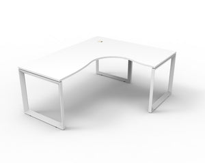 Rapidline Deluxe Infinity corner workstation in Natural White and White Satin. Supplied product image for model D-ILLCWS1P1818 NW/WS.