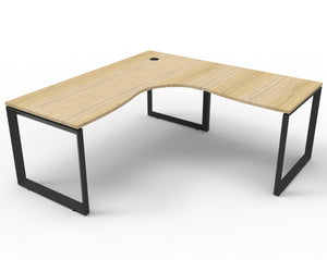 Rapidline Deluxe Infinity corner workstation in Natural Oak and Black Satin. Supplied product image for model D-ILLCWS1P1515 NO/BL.