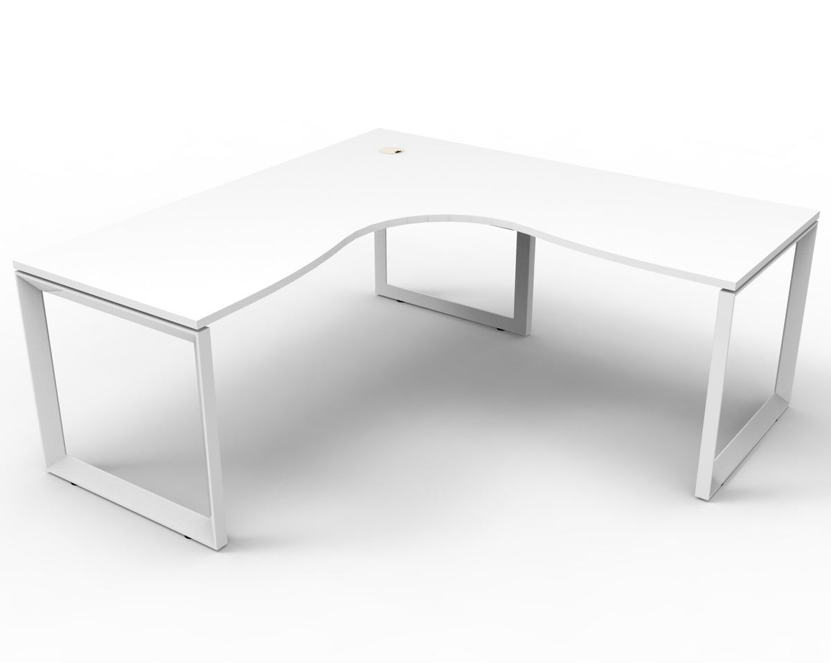 Rapidline Deluxe Infinity single corner workstation in Natural White and White Satin. Rapidline range image supplied for model D-ILLCWS1P1815 NW/WS. View 2.