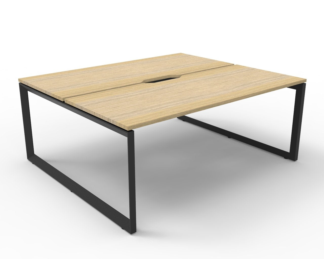 Rapidline Deluxe Infinity back to back bench workstation in Natural Oak and Black Satin. Supplied product image for model D-ILLD2P1575 NO/BL.