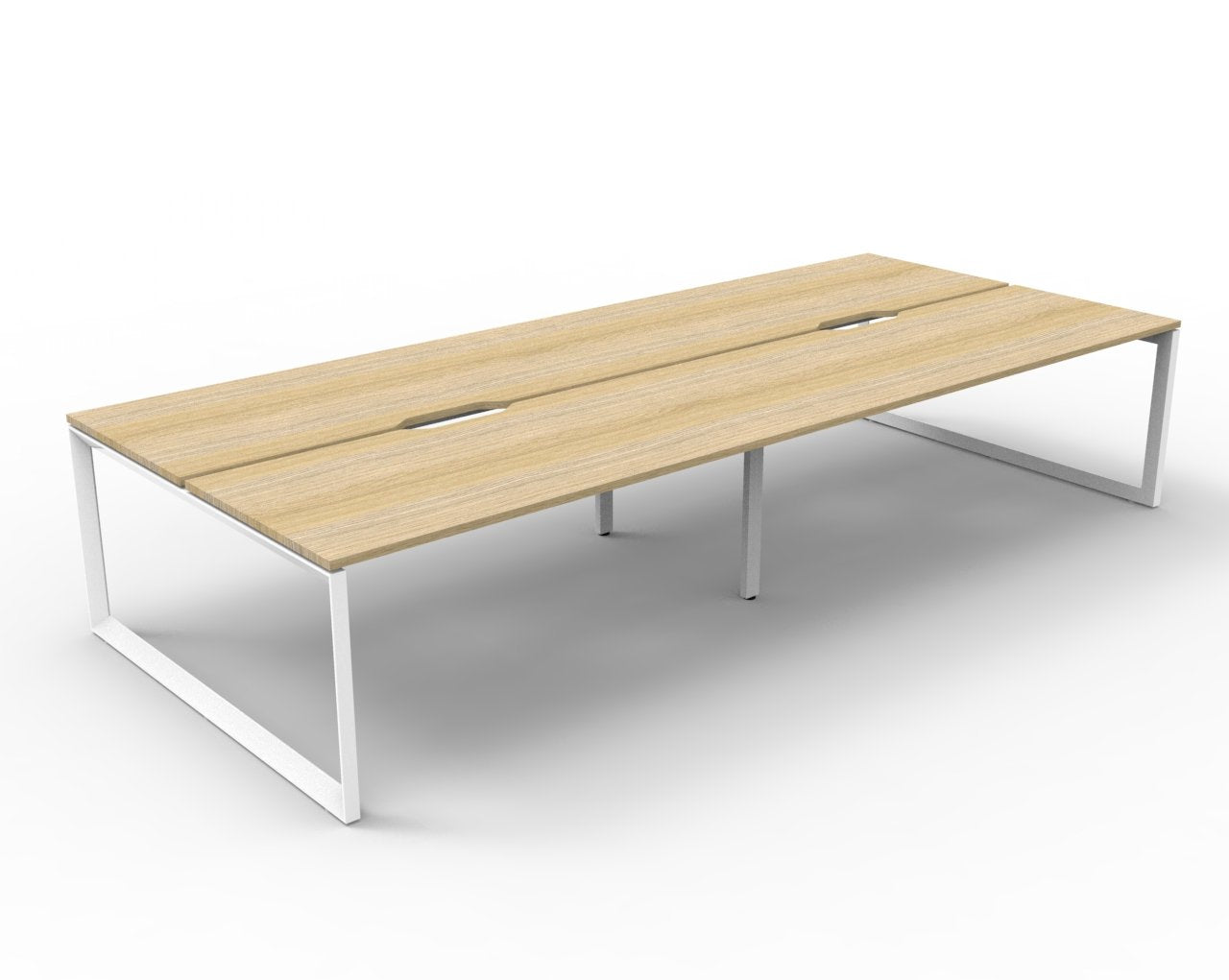 Rapidline Deluxe Infinity back to back bench workstation in Natural Oak and White Satin. Supplied product image for model D-ILLD4P1875 NO/WS.