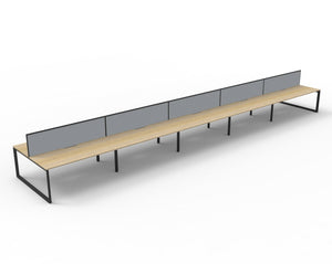 Rapidline Deluxe Infinity back to back bench workstation in Natural Oak and Black Satin. Supplied product image for model D-ILLDWS10P1575 NO/BL.