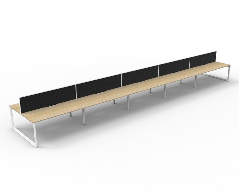 Rapidline Deluxe Infinity back to back bench workstation in Natural Oak and White Satin. Supplied product image for model D-ILLDWS10P1875 NO/WS.