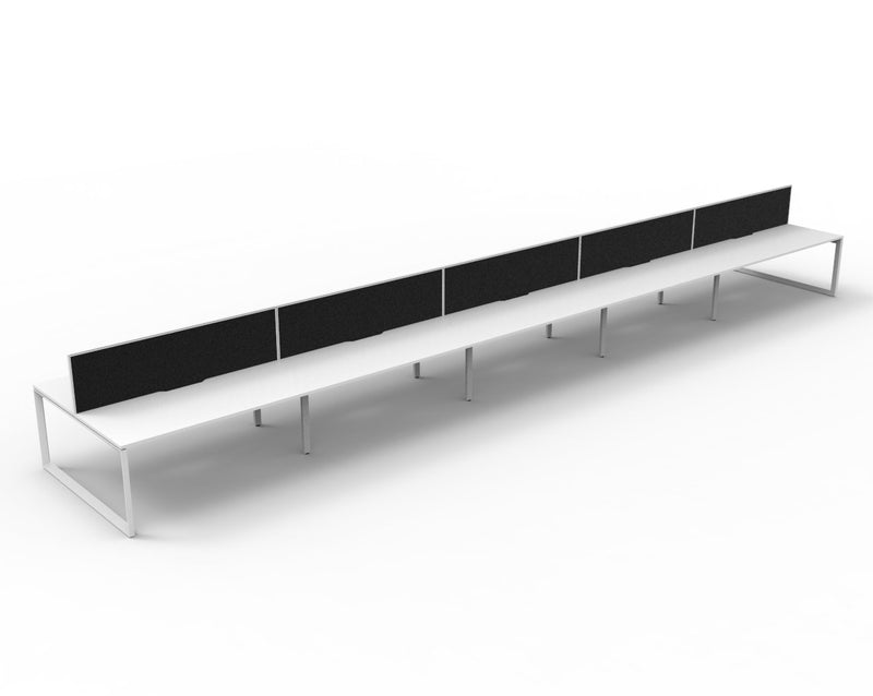 Rapidline Deluxe Infinity back to back bench workstation in Natural White and White Satin. Supplied product image for model D-ILLDWS10P1275 NW/WS.