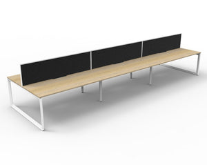 Rapidline Deluxe Infinity back to back bench workstation in Natural Oak and White Satin. Supplied product image for model D-ILLDWS6P1875 NO/WS.
