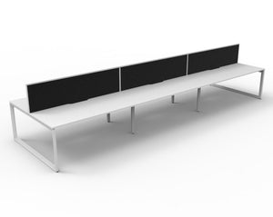 Rapidline Deluxe Infinity back to back bench workstation in Natural White and White Satin. Supplied product image for model D-ILLDWS6P1275 NW/WS.