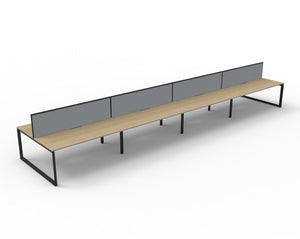 Rapidline Deluxe Infinity back to back bench workstation in Natural Oak and Black Satin. Supplied product image for model D-ILLDWS8P1575 NO/BL.
