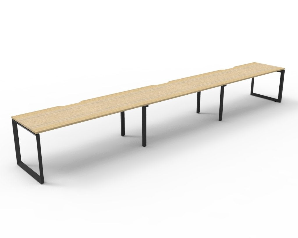 Rapidline Deluxe Infinity single sided bench workstation in Natural Oak and Black Satin. Supplied product image for model D-ILLS3P1275 NO/BL.