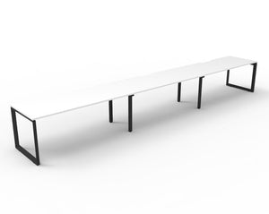 Rapidline Deluxe Infinity single sided bench workstation in Natural White and Black Satin. Supplied product image for model D-ILLS3P1875 NW/BL.