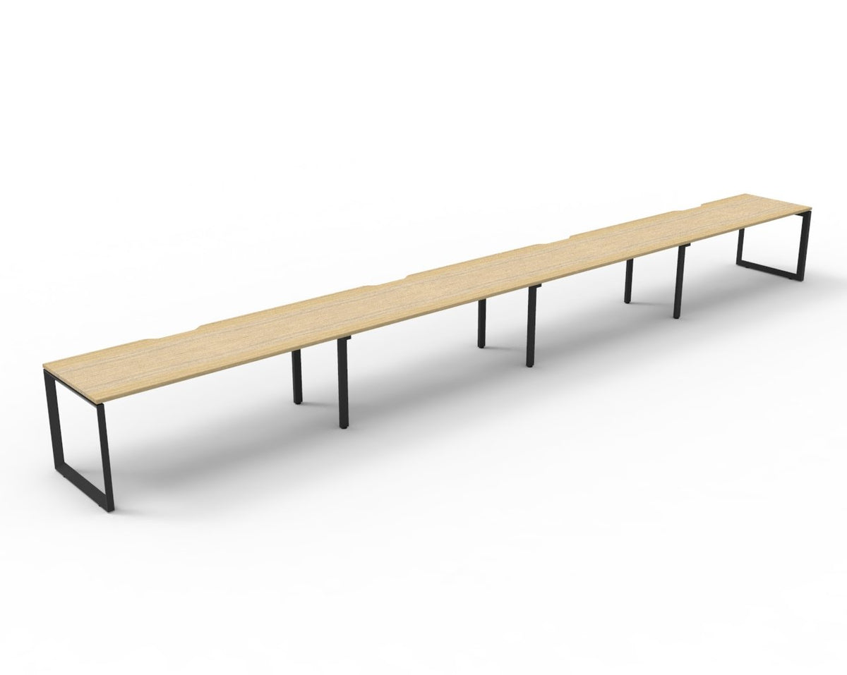 Rapidline Deluxe Infinity single sided bench workstation in Natural Oak and Black Satin. Supplied product image for model D-ILLS4P1875 NO/BL.