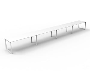 Rapidline Deluxe Infinity single sided bench workstation in Natural White and White Satin. Supplied product image for model D-ILLS4P1575 NW/WS.
