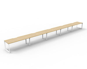 Rapidline Deluxe Infinity single sided bench workstation for five people. Rapidline range image supplied for model D-ILLS5P1875 NW/WS, shown in another finish. View 1.