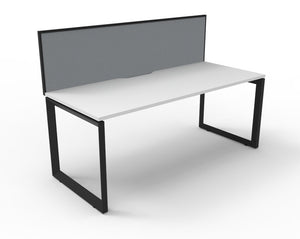 Rapidline Deluxe Infinity single sided workstation with screen for one person. Rapidline range image supplied for model D-ILLSWS1P1275 NO/BL, shown in another finish. View 1.