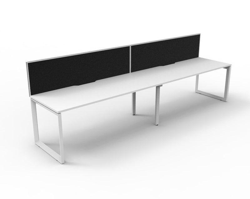 Rapidline Deluxe Infinity single sided bench workstation with screens for two people. Rapidline range image supplied for model D-ILLS2P1275 NO/BL, shown in another finish. View 2.