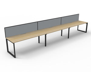 Rapidline Deluxe Infinity single sided bench workstation in Natural Oak and Black Satin. Supplied product image for model D-ILLSWS3P1275 NO/BL.