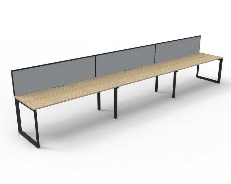 Rapidline Deluxe Infinity single sided bench workstation in Natural Oak and Black Satin. Supplied product image for model D-ILLSWS3P1275 NO/BL.