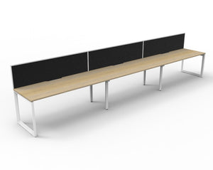Rapidline Deluxe Infinity single sided bench workstation in Natural Oak and White Satin. Supplied product image for model D-ILLSWS3P1275 NO/WS.