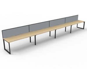 Rapidline Deluxe Infinity single sided bench workstation in Natural Oak and Black Satin. Supplied product image for model D-ILLSWS4P1575 NO/BL.