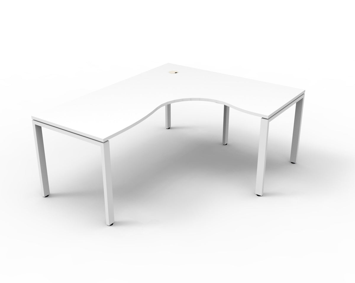 Rapidline Deluxe Infinity single corner workstation in Natural White and White Satin. Rapidline range image supplied for model D-IPLCWS1P1815 NW/WS. View 1.
