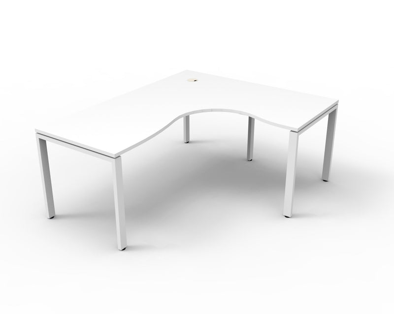 Rapidline Deluxe Infinity single corner workstation in Natural White and White Satin. Rapidline range image supplied for model D-IPLCWS4P1818 NW/WS. View 2.