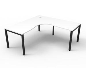Rapidline Deluxe Infinity single corner workstation in Natural White and Black Satin. Rapidline range image supplied for model D-IPLCWS1P1818 NW/BL. View 1.