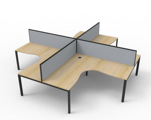 Rapidline Deluxe Infinity corner workstation pod in Natural Oak and Black Satin. Supplied product image for model D-IPLCWS4P1515 NO/BL.