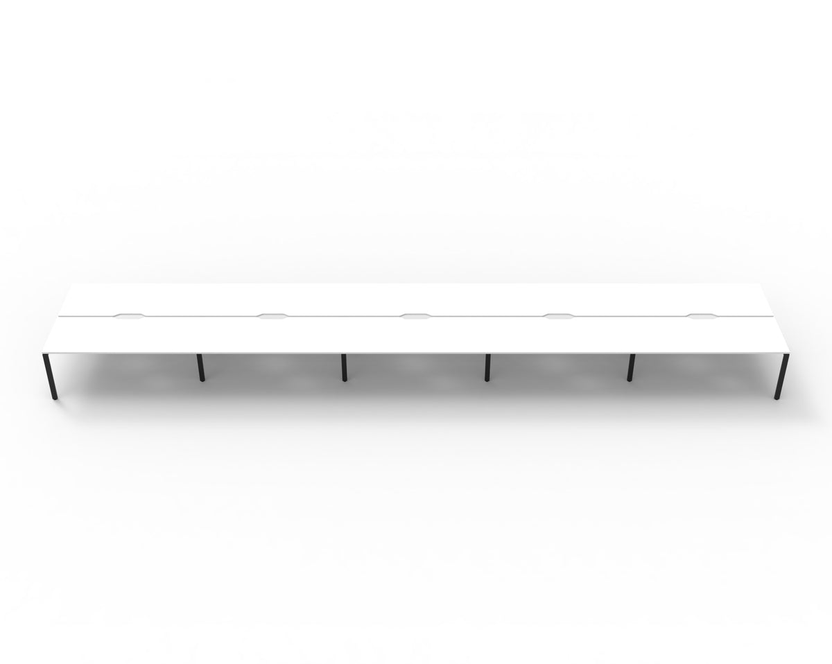 Rapidline Deluxe Infinity back to back bench workstation for ten people. Rapidline range image supplied for model D-IPLD10P1875 NO/BL, shown in another finish. View 1.